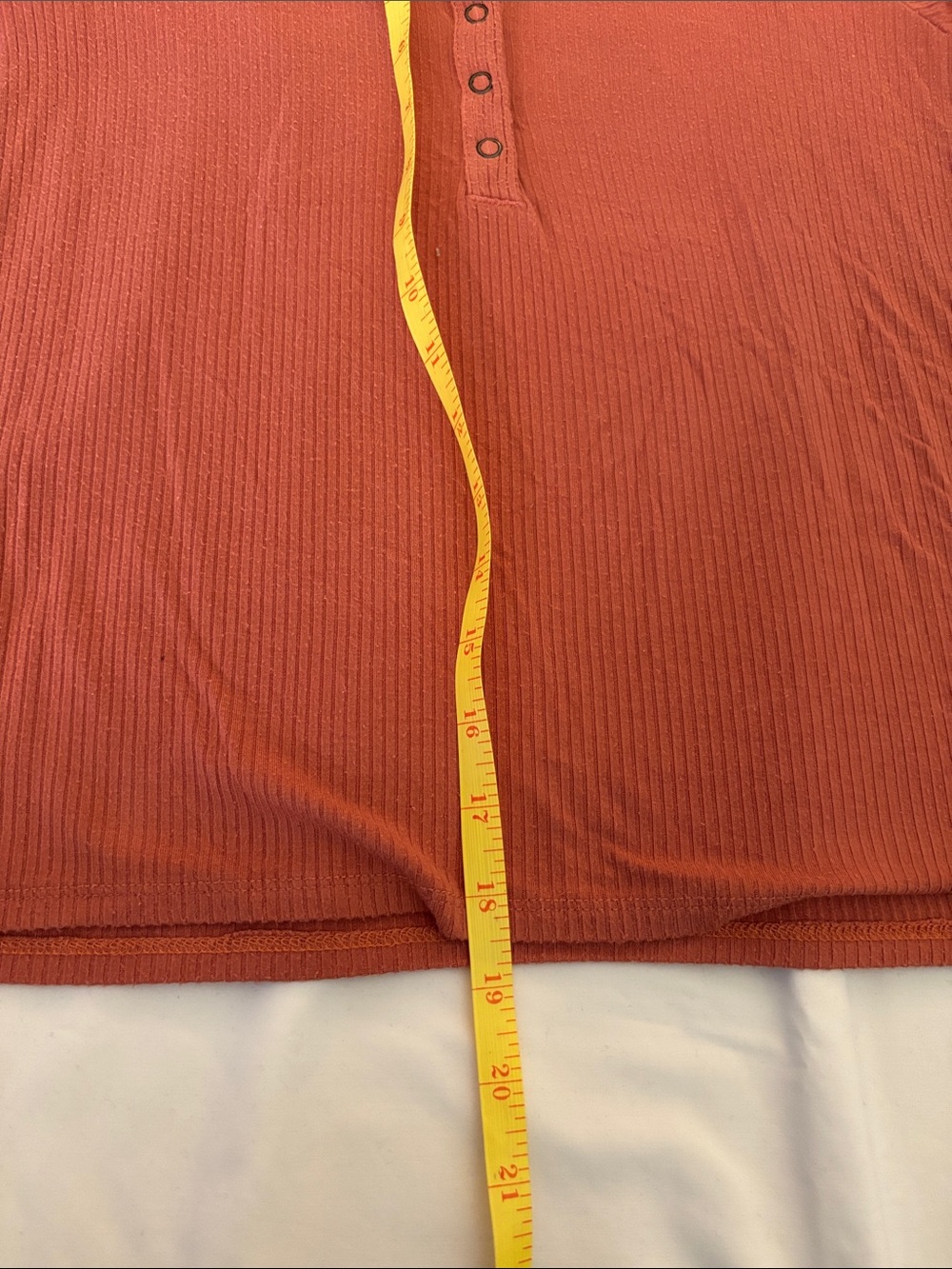 American Eagle Outfitters Long Sleeve Ribbed Henley Top in Rust and Charcoal - Picture 6 of 8